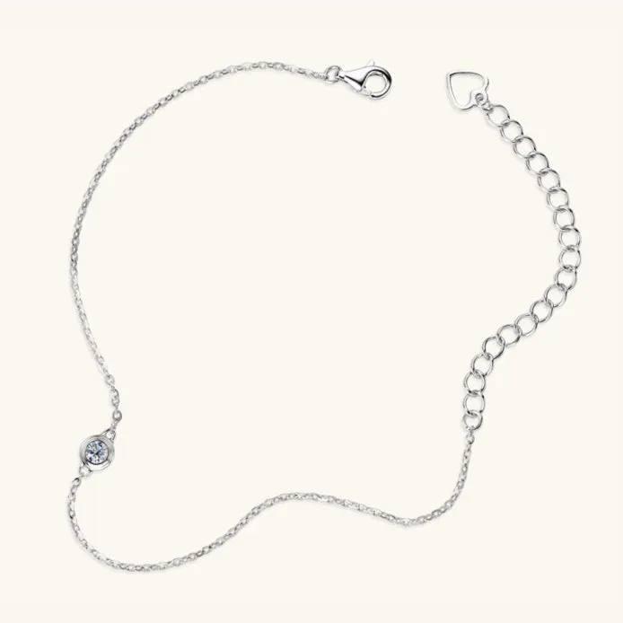 0.10 CT Classic One Round Cut Diamond Bracelet (Silver)