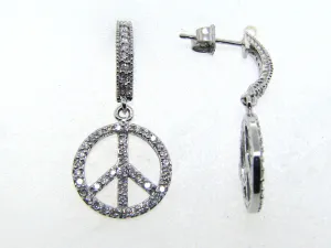 0.75 Carat Natural Diamond Peace Sign Earrings G-H SI 14K White Gold