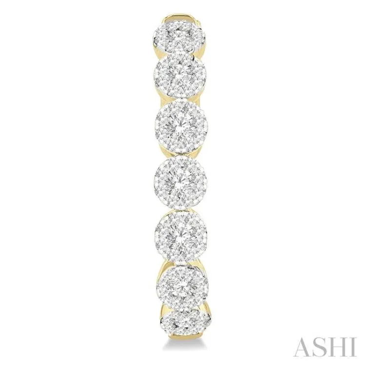 1 ctw Round Cut Lovebright Diamond Hoop Earrings in 14K Yellow and White Gold