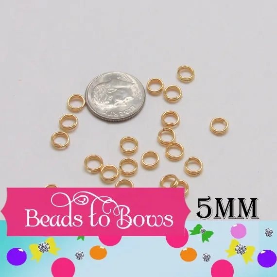 100 Ct. 5mm Double Loop Gold Split Rings, Double Loop Split Rings, Jewelry Supply, Findings, Strong 5mm split rings