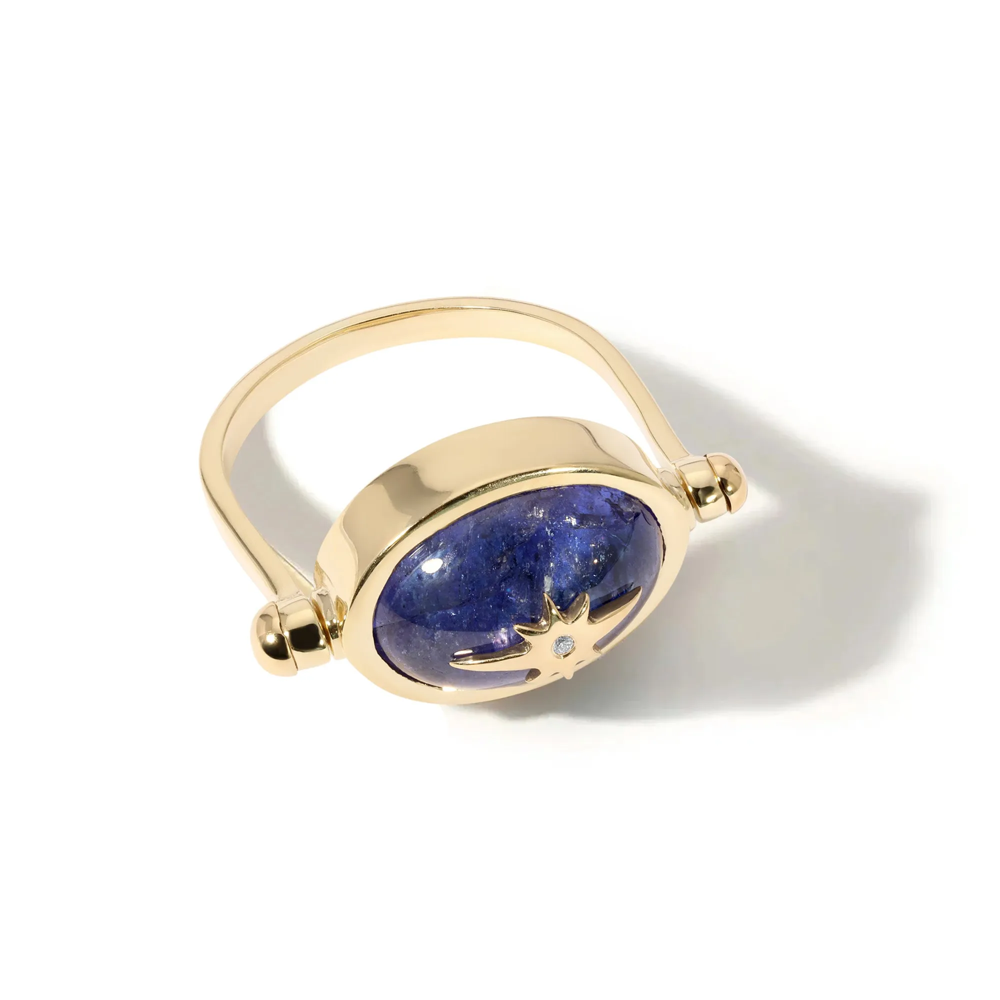 10K Gold Spinning Tanzanite "Star" Ring with Diamond