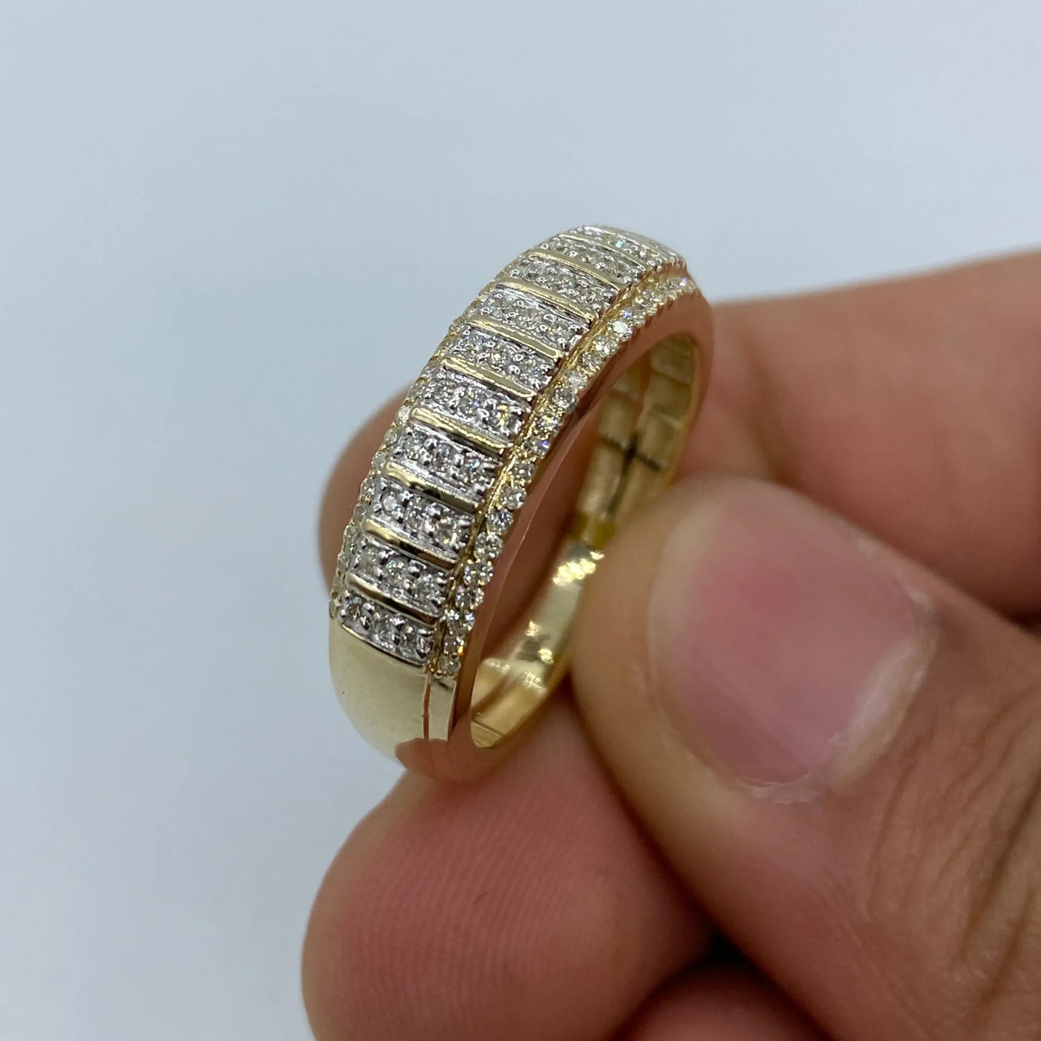 10K Tiger Diamond Wedding Band