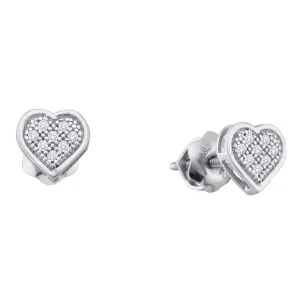 10K White Gold Diamond Heart Earrings 1/3 Cttw
