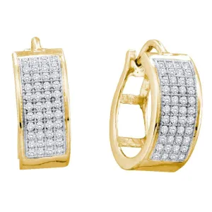 10K Yellow Gold Round Diamond Huggie Earrings 1/4 Cttw