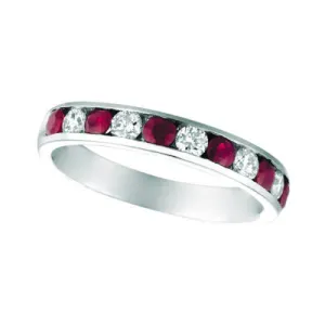 1.10 Carat Natural Ruby & Diamond Ring 14K White Gold