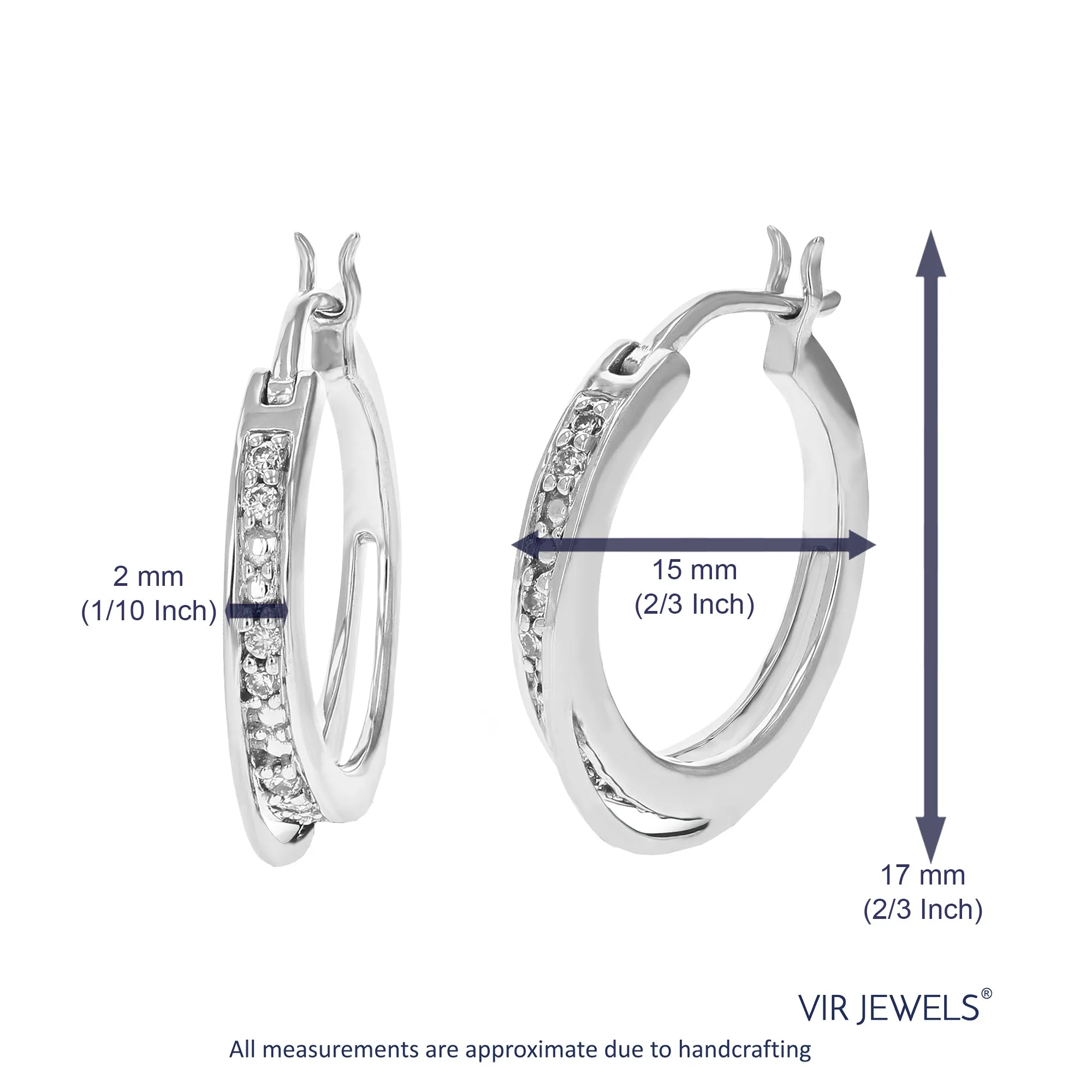 1/10 cttw Lab Grown Diamond Hoop Earrings in Sterling Silver