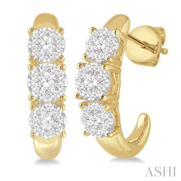 1/2 ctw Lovebright Round Cut Diamond Earrings in 14K Yellow and White Gold