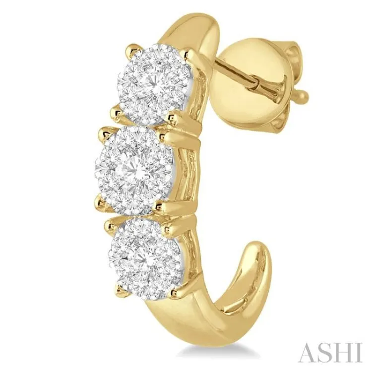 1/2 ctw Lovebright Round Cut Diamond Earrings in 14K Yellow and White Gold