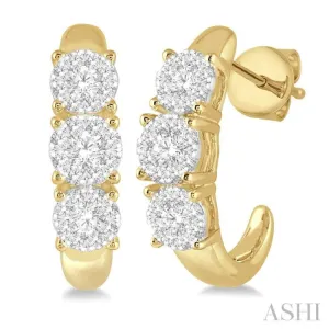 1/2 ctw Lovebright Round Cut Diamond Earrings in 14K Yellow and White Gold