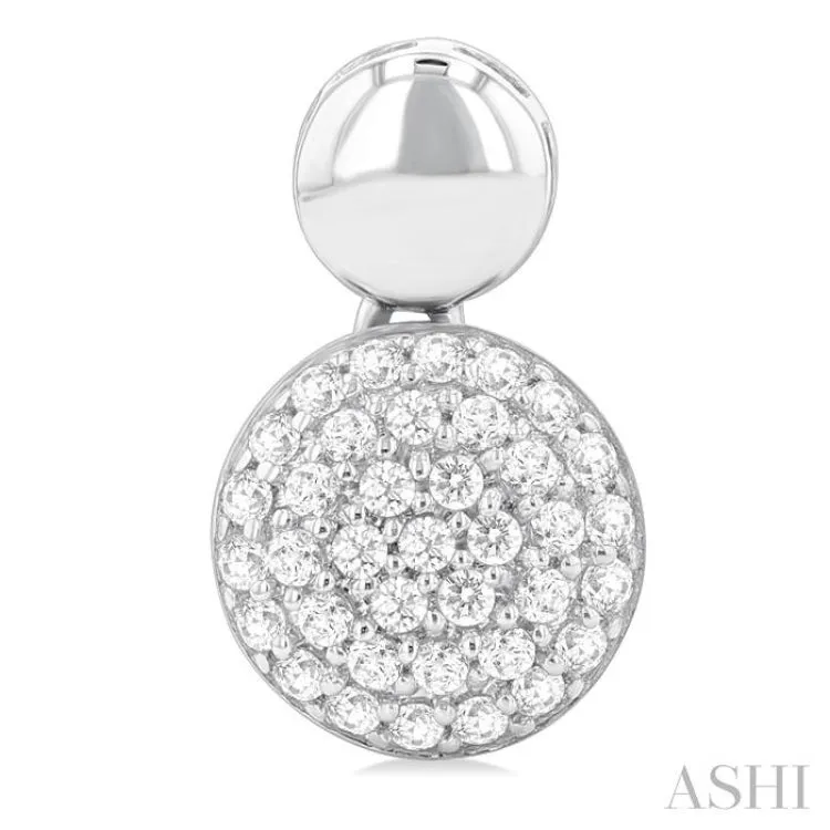 1/3 ctw Circular Mount Pave Set Round Cut Diamond Fashion Earring in 10K White Gold