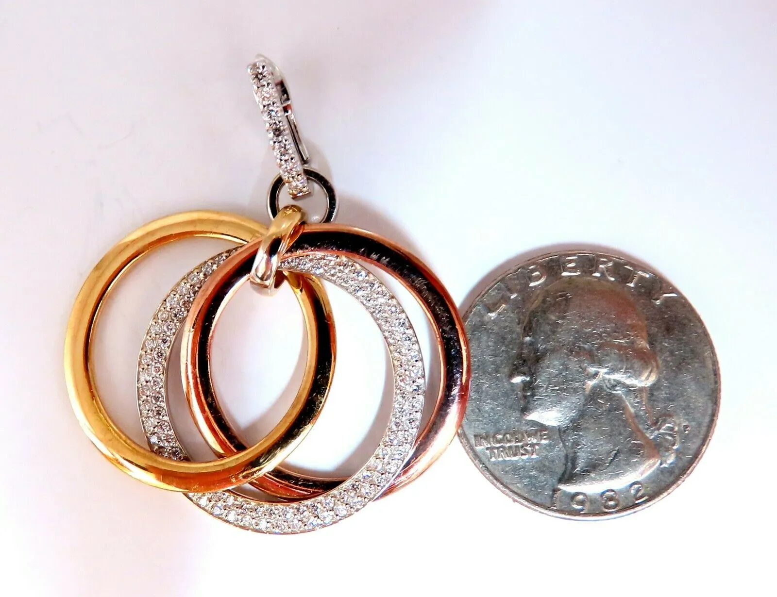 1.36ct natural diamonds rolling loop rings dangle earrings 14kt mult