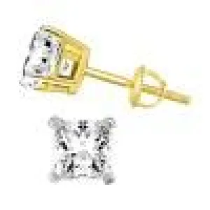 14K 0.15ct-Diamond Princess-Cut Solitaire Earrings