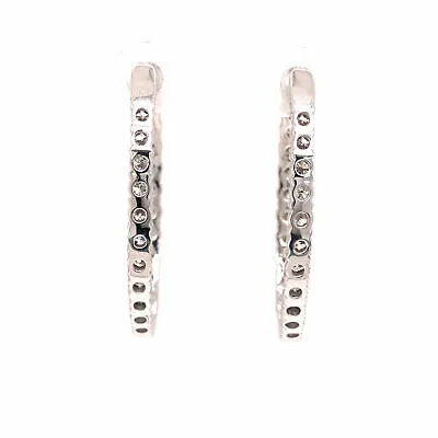 14K 3.0 Carat Diamond Oval In/Out Hoop Earrings White Gold