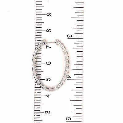14K 3.0 Carat Diamond Oval In/Out Hoop Earrings White Gold