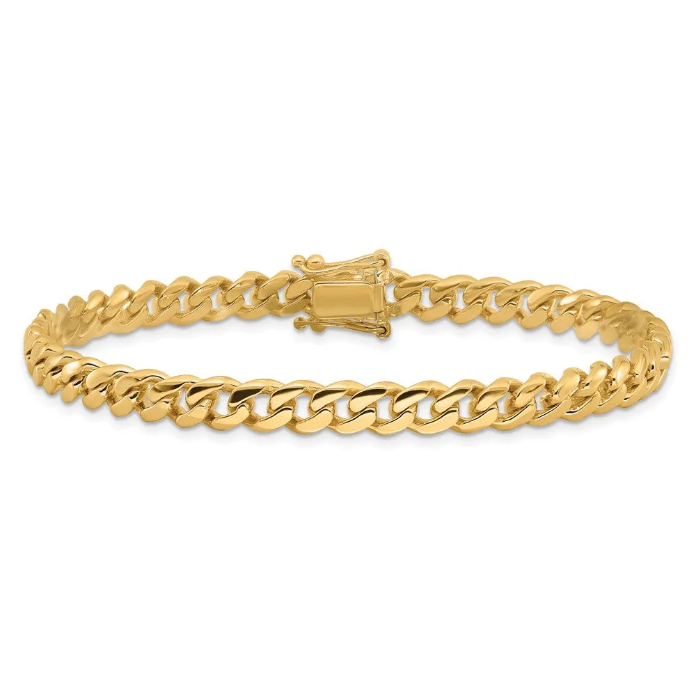 14K 8 inch 5.7mm Hand Polished Miami Cuban Link with Box Catch Clasp Bracelet