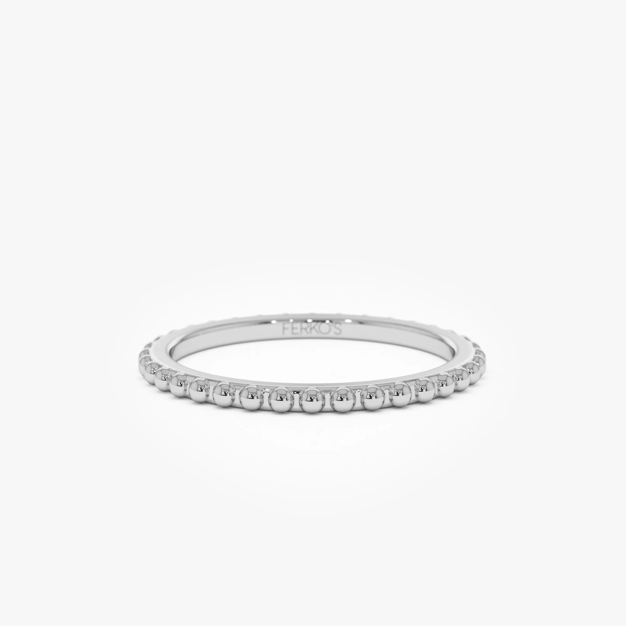 14k Beaded Wedding Band