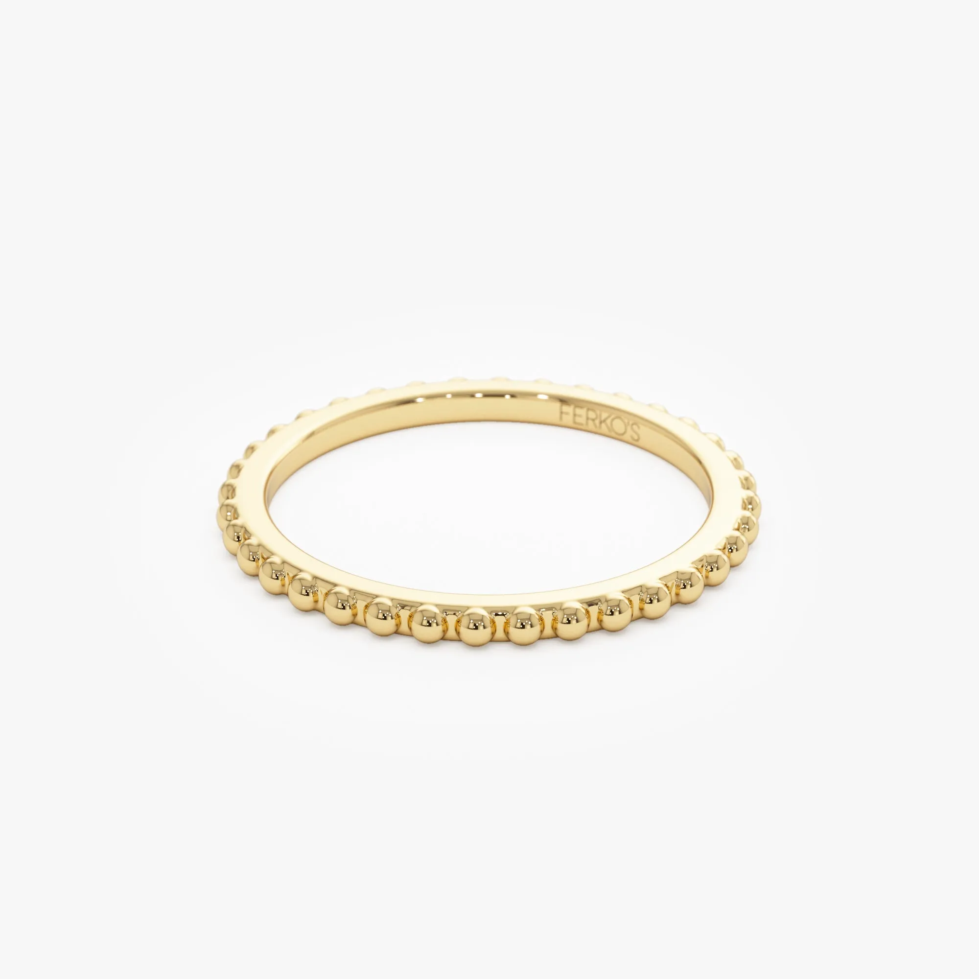 14k Beaded Wedding Band