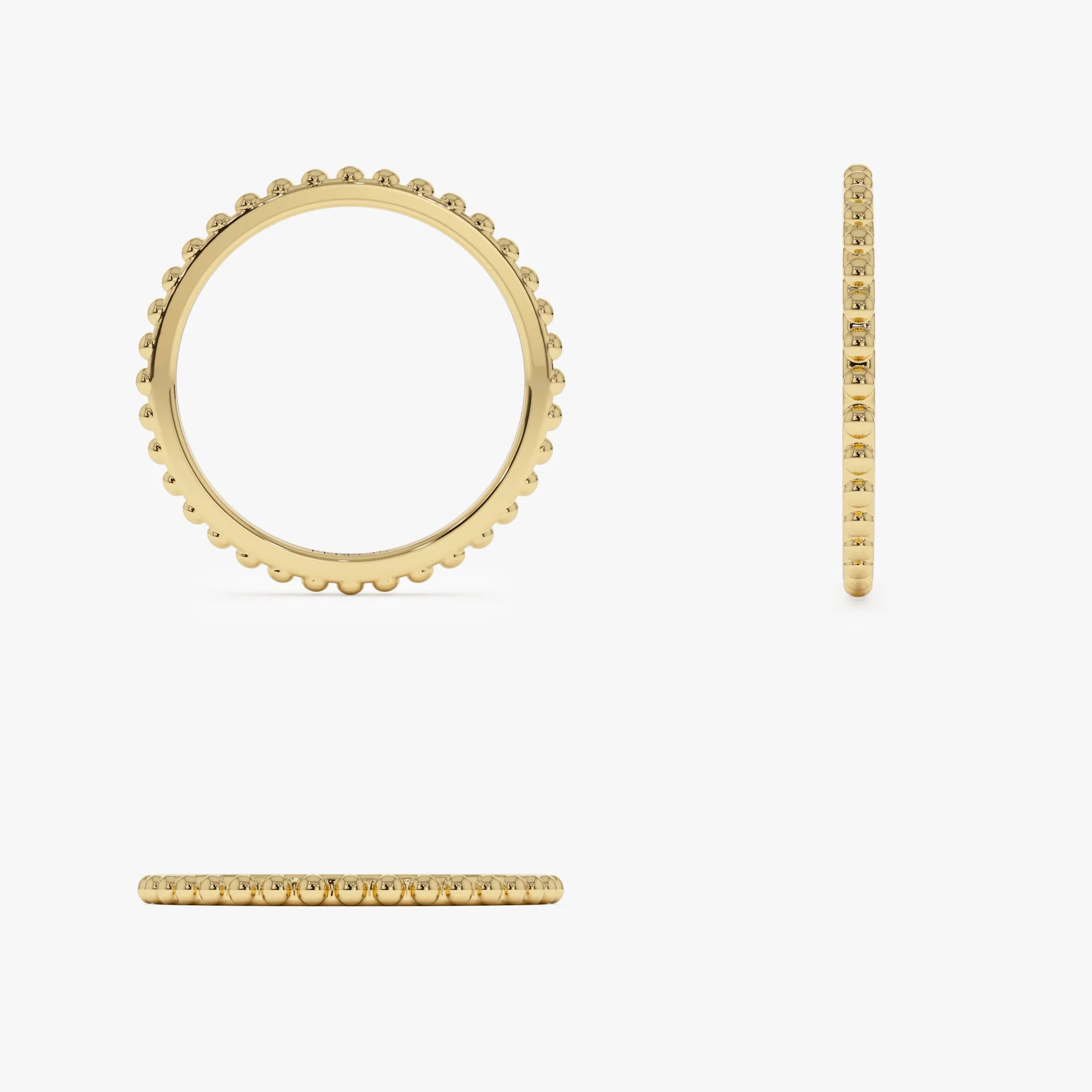 14k Beaded Wedding Band