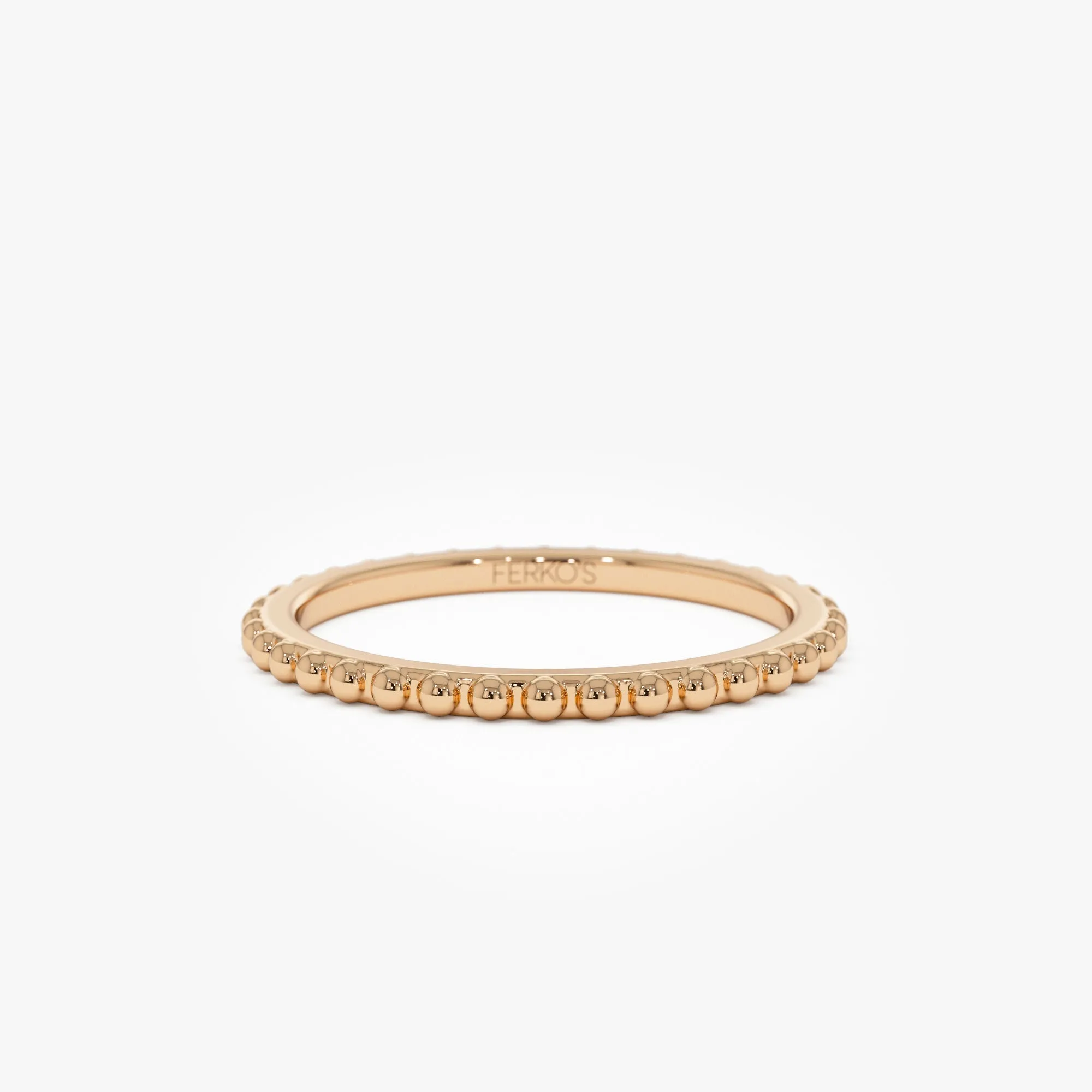 14k Beaded Wedding Band