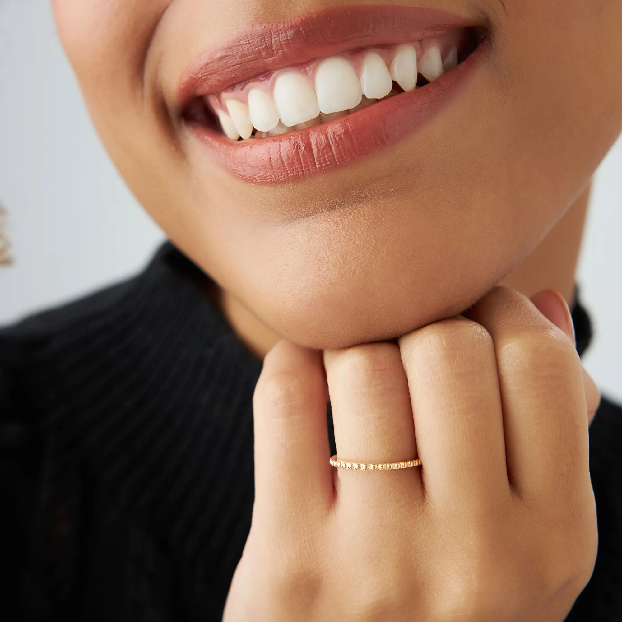 14k Beaded Wedding Band