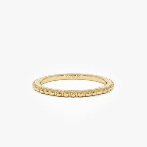 14k Beaded Wedding Band