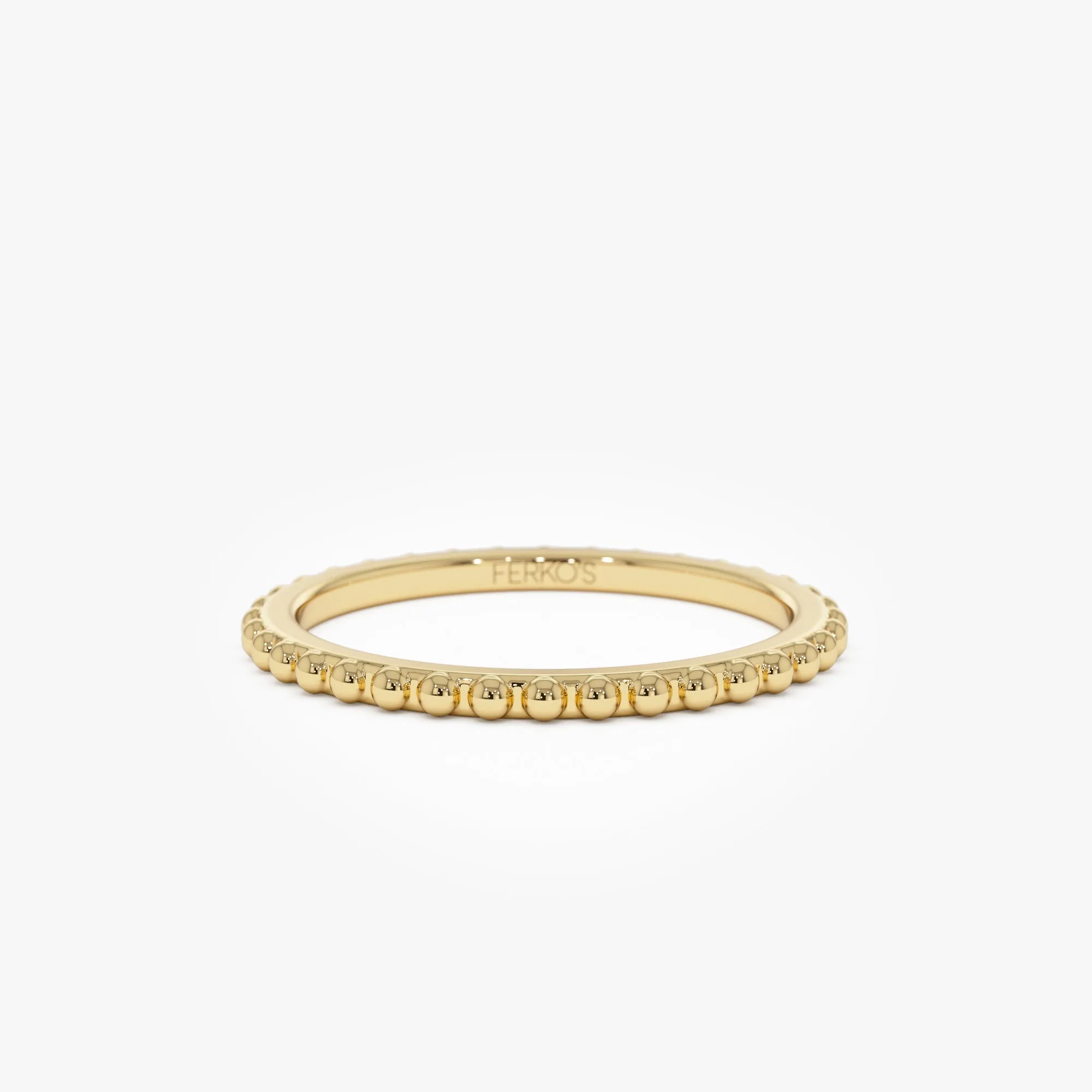 14k Beaded Wedding Band