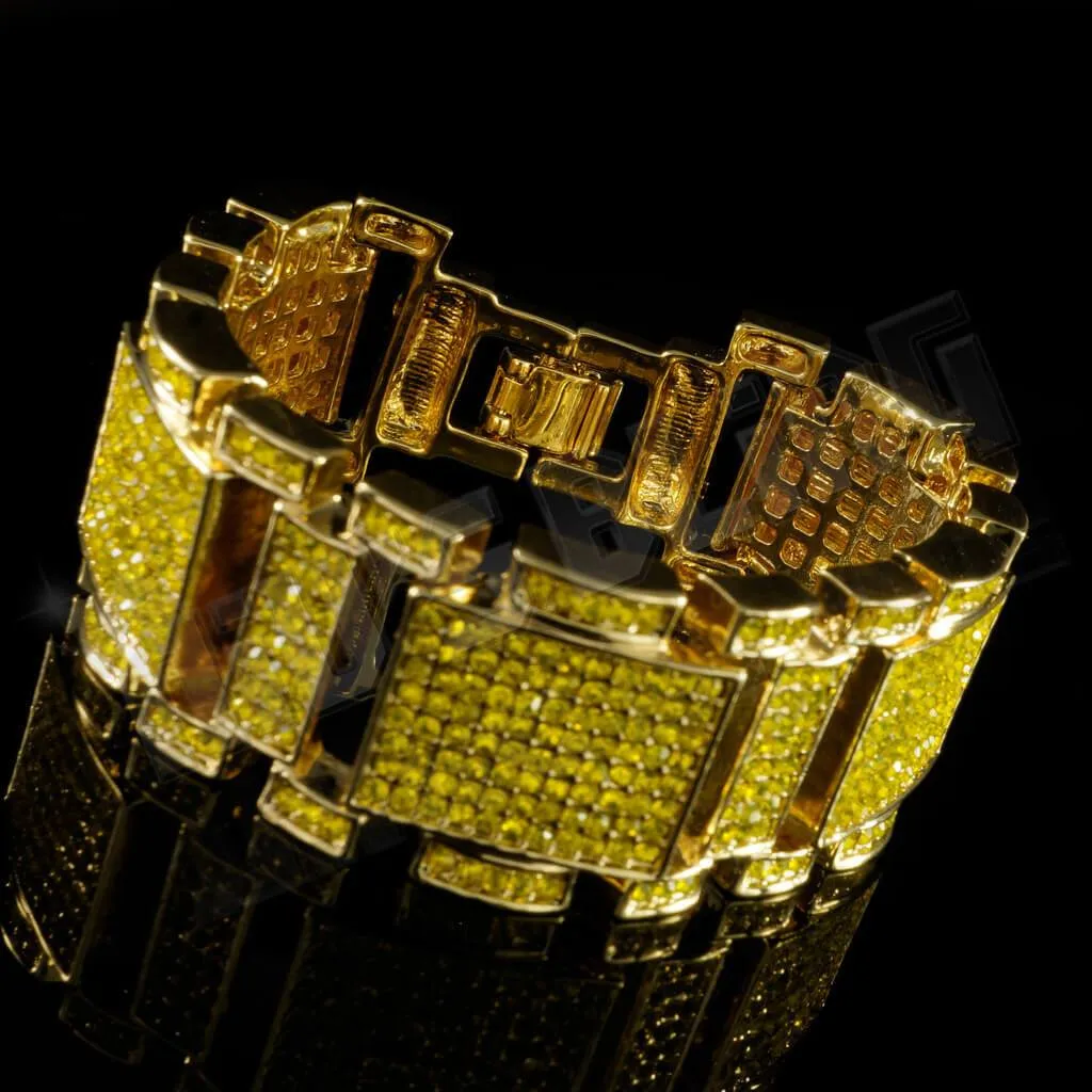 14k Canary Gold Iced Mini Goliath Bracelet