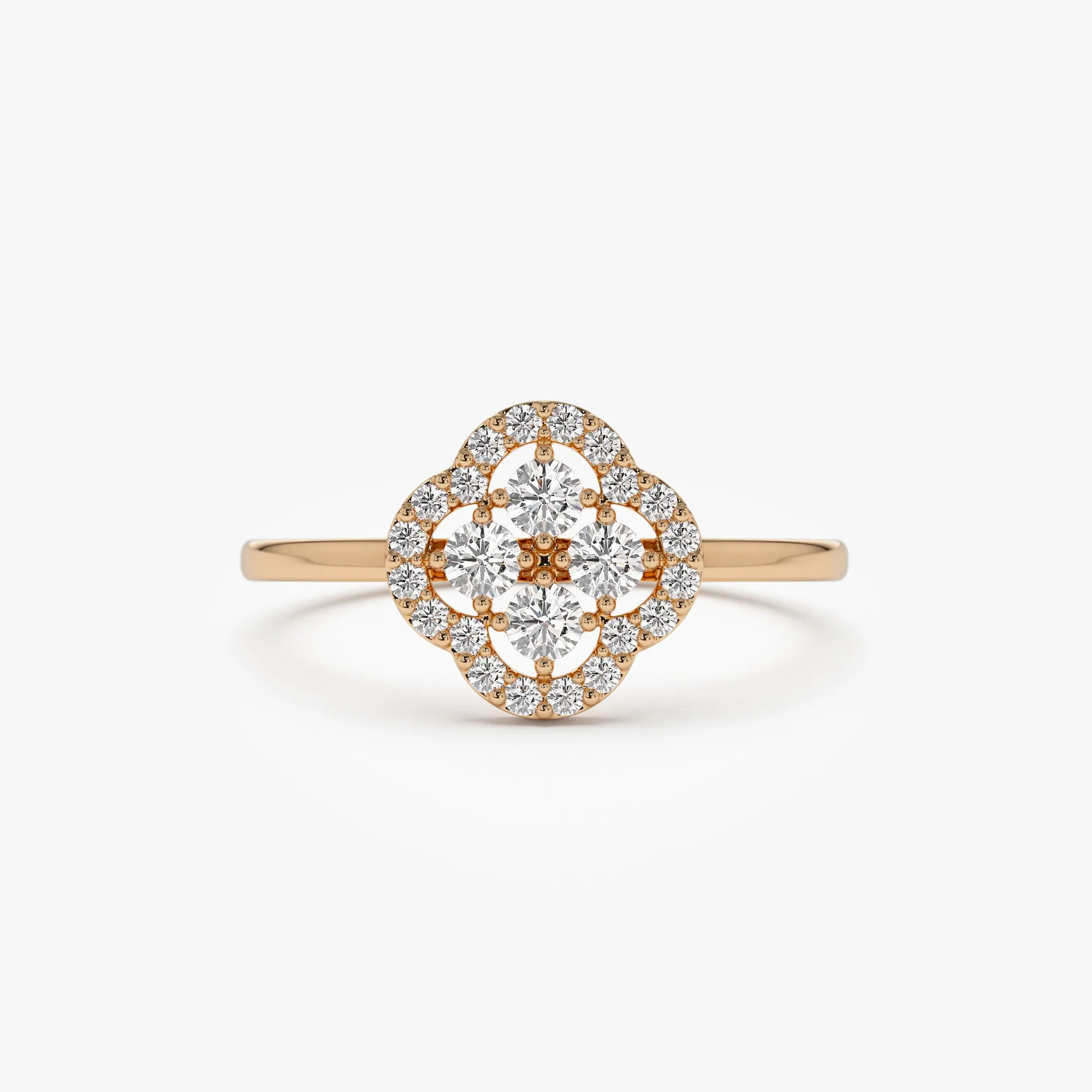 14k Clover Diamond Cluster Ring