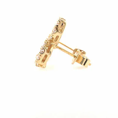 14K Diamond Climber Earrings Yellow Gold