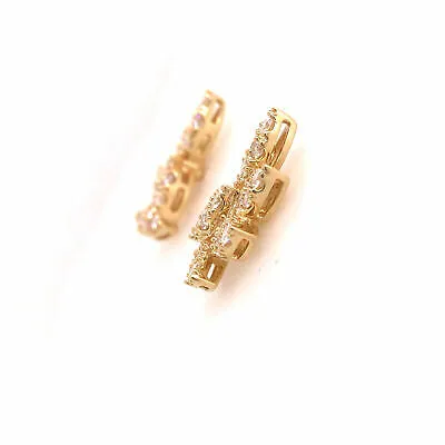 14K Diamond Climber Earrings Yellow Gold