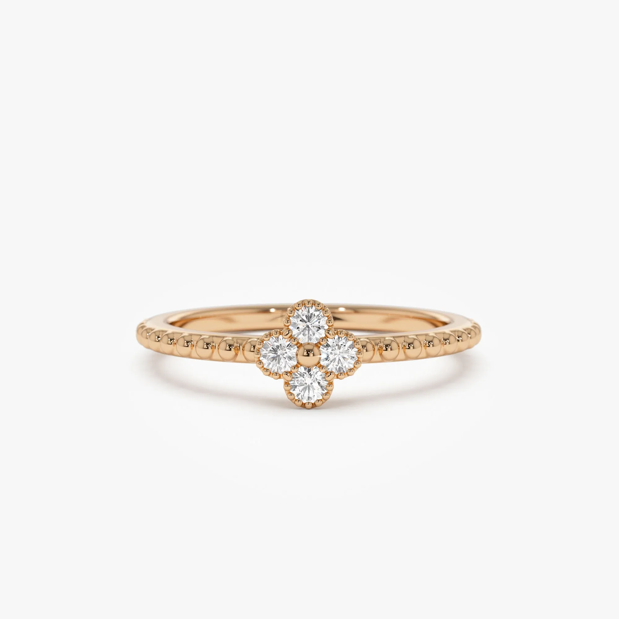 14k Diamond Clover Ring