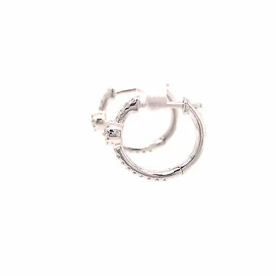 14K Diamond Huggie Earrings White Gold