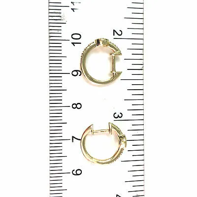 14K Diamond Huggie Earrings Yellow Gold