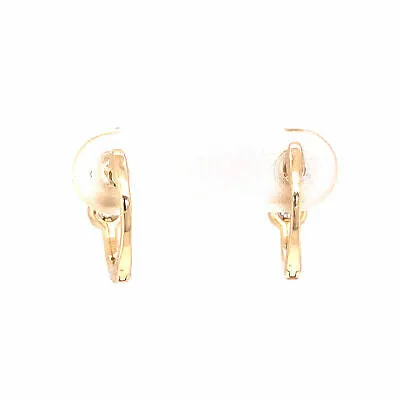 14K Diamond Huggie Earrings Yellow Gold