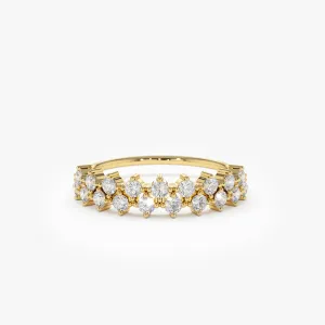 14K Double Row Prong Setting Diamond Wedding Band