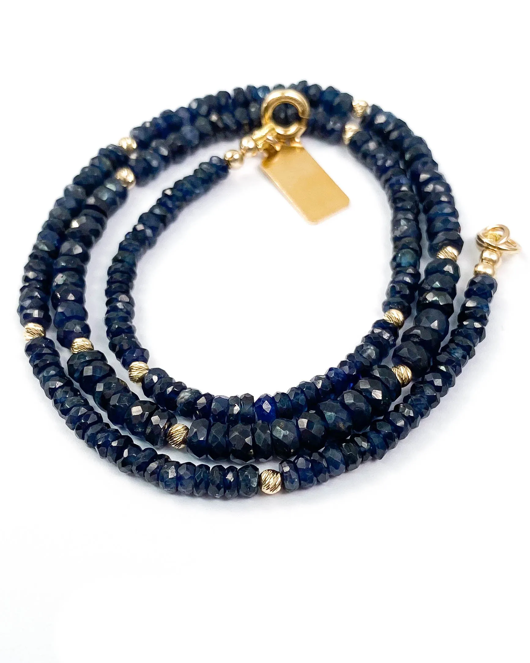 14k Gold Graduated Blue Sapphire Necklace