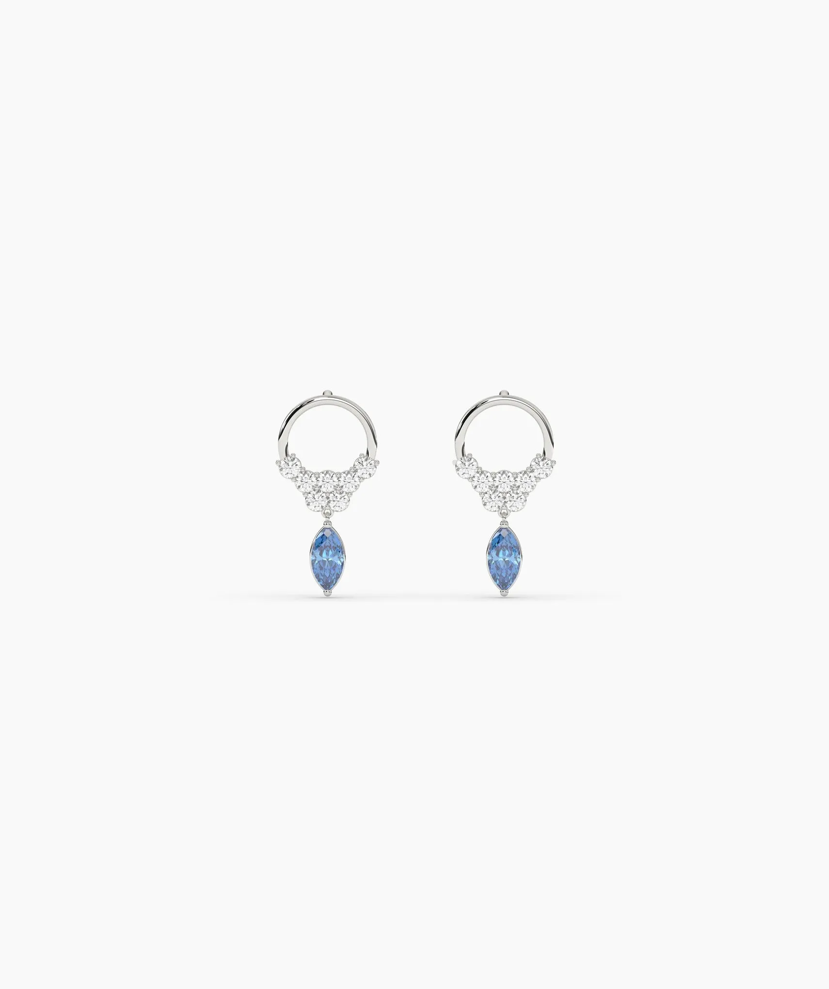 14K Gold Hoop Earrings with Blue Drop