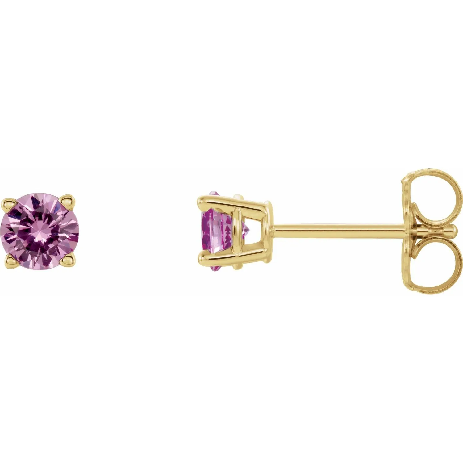 14K Gold Natural Pink Sapphire Stud Earrings