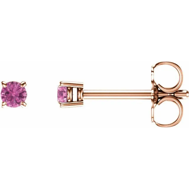 14K Gold Natural Pink Sapphire Stud Earrings