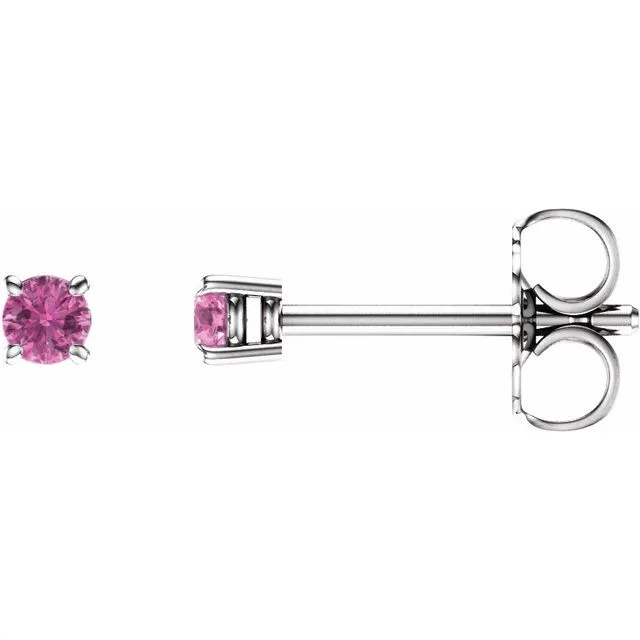14K Gold Natural Pink Sapphire Stud Earrings