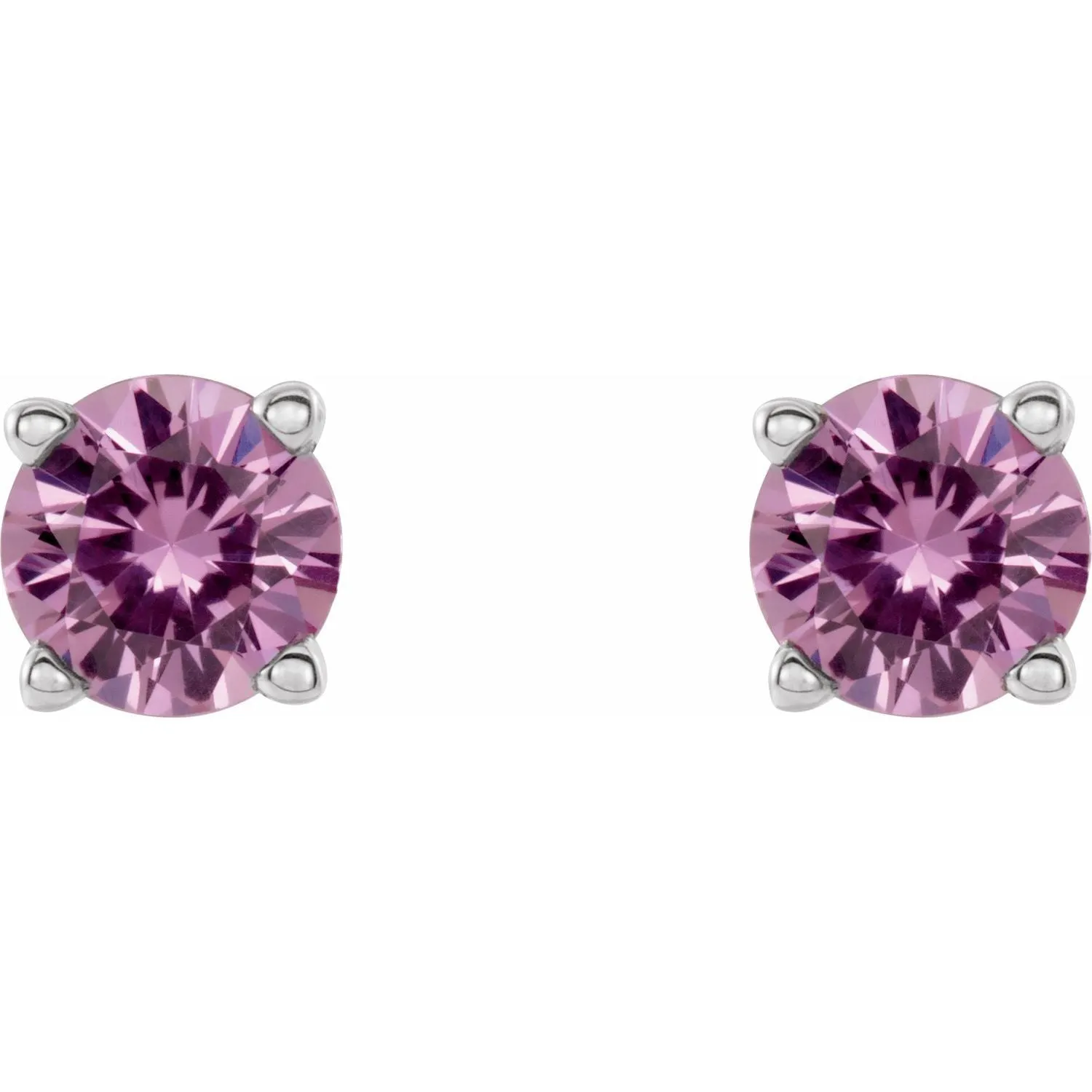 14K Gold Natural Pink Sapphire Stud Earrings