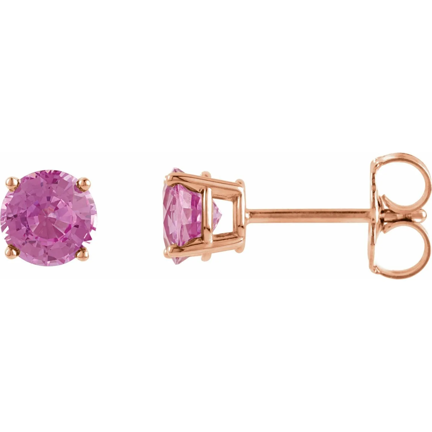 14K Gold Natural Pink Sapphire Stud Earrings