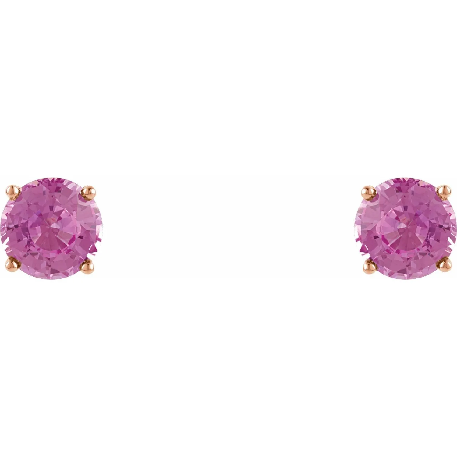 14K Gold Natural Pink Sapphire Stud Earrings