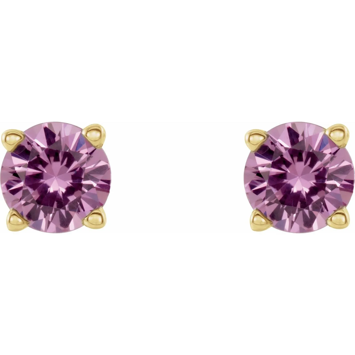 14K Gold Natural Pink Sapphire Stud Earrings