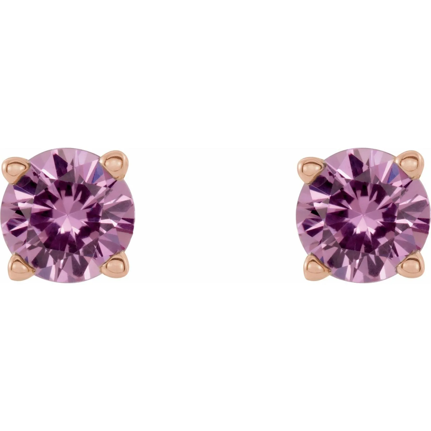 14K Gold Natural Pink Sapphire Stud Earrings