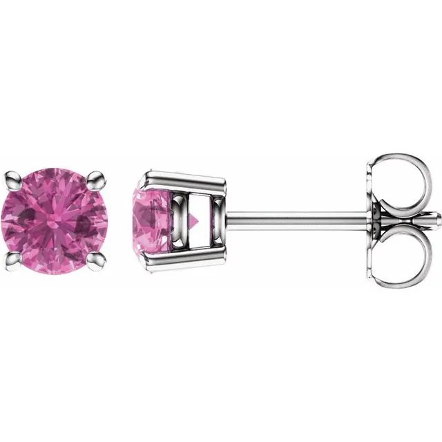 14K Gold Natural Pink Sapphire Stud Earrings