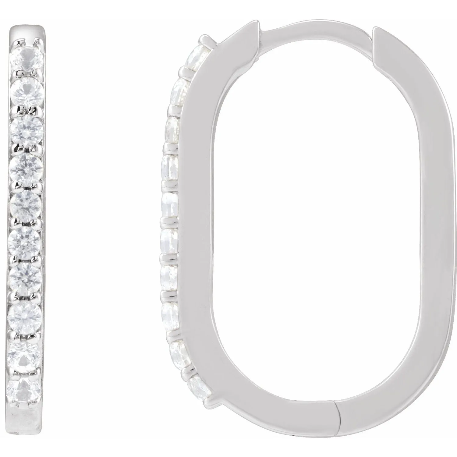 14K Gold Natural White Sapphire, London Blue Topaz, Mozambique Garnet, Tsavorite Garnet Hoop Earrings