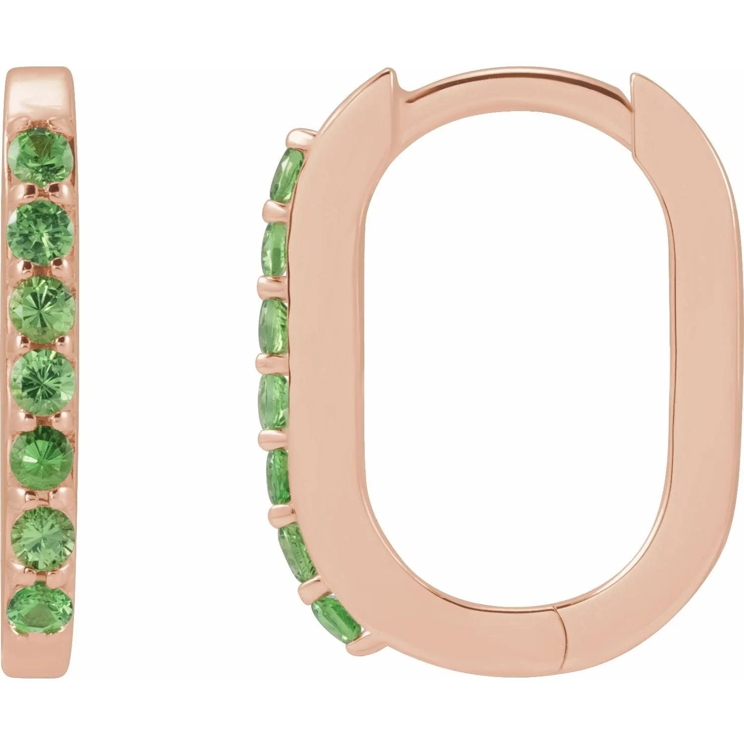 14K Gold Natural White Sapphire, London Blue Topaz, Mozambique Garnet, Tsavorite Garnet Hoop Earrings