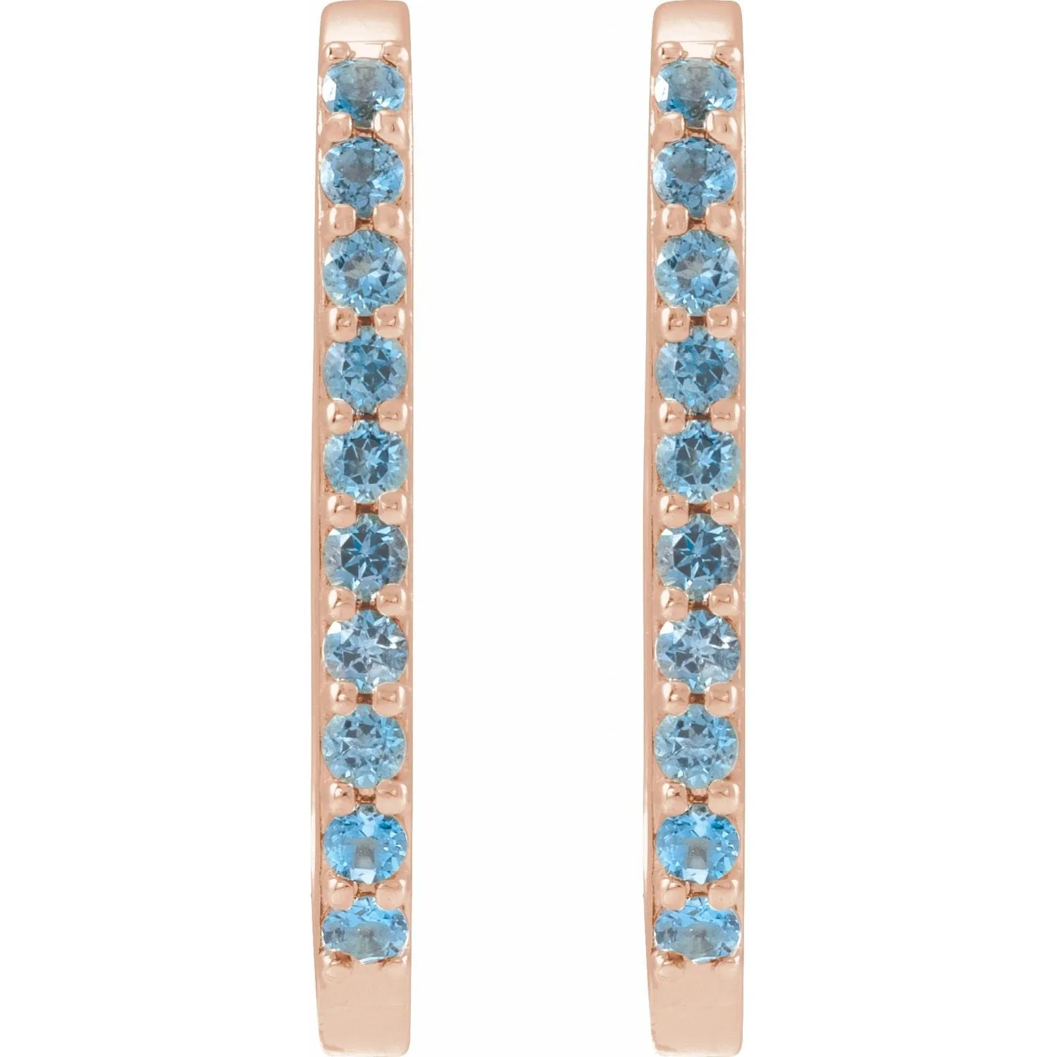 14K Gold Natural White Sapphire, London Blue Topaz, Mozambique Garnet, Tsavorite Garnet Hoop Earrings