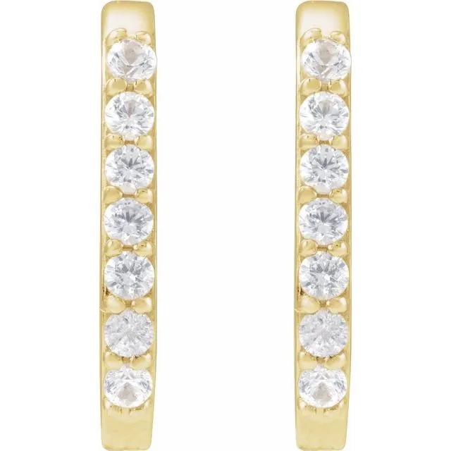 14K Gold Natural White Sapphire, London Blue Topaz, Mozambique Garnet, Tsavorite Garnet Hoop Earrings